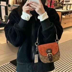 NWT Coach Kleo Shoulder Bag 17 In Signature Canvas smooth leather and suede $478